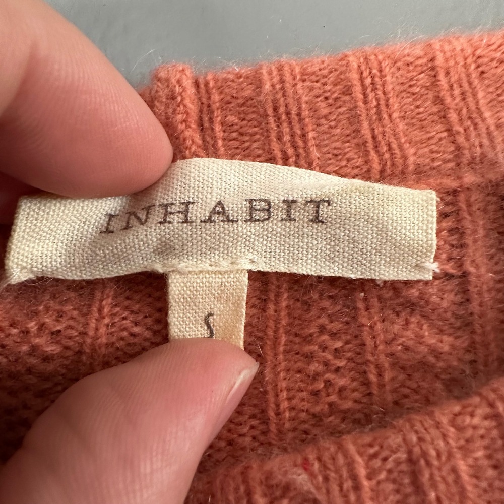 Inhabit Cashmere Blend Coral Cable Knit Sweater | Coral - Picture 7 of 11